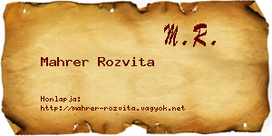 Mahrer Rozvita névjegykártya